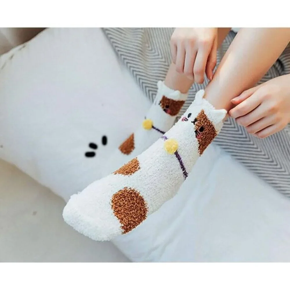 Loritta Women’s Fuzzy Socks 3-Pair Soft Cozy Warm Cute Animal Sleep Socks